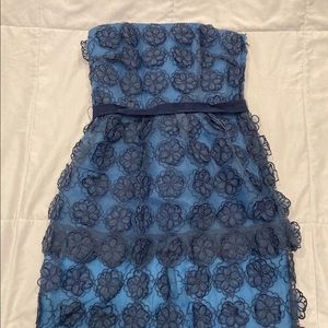 H&M NWOT short blue dress organza flowers sz 6